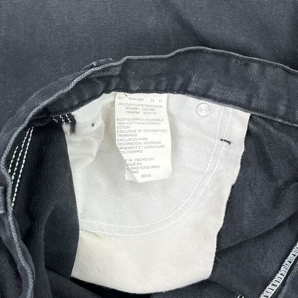 Vintage Dickies Carpenter Pants Smoke Black Cotton Canvas Baggy Wide Leg Fit 90s - Picture 4 of 5